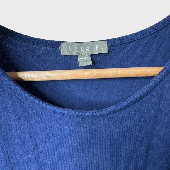 Lilla P Blue Small Sleeveless Maxi Dress Scoop Neck High-Low Hem Elastic Waist - Picture 3 of 8